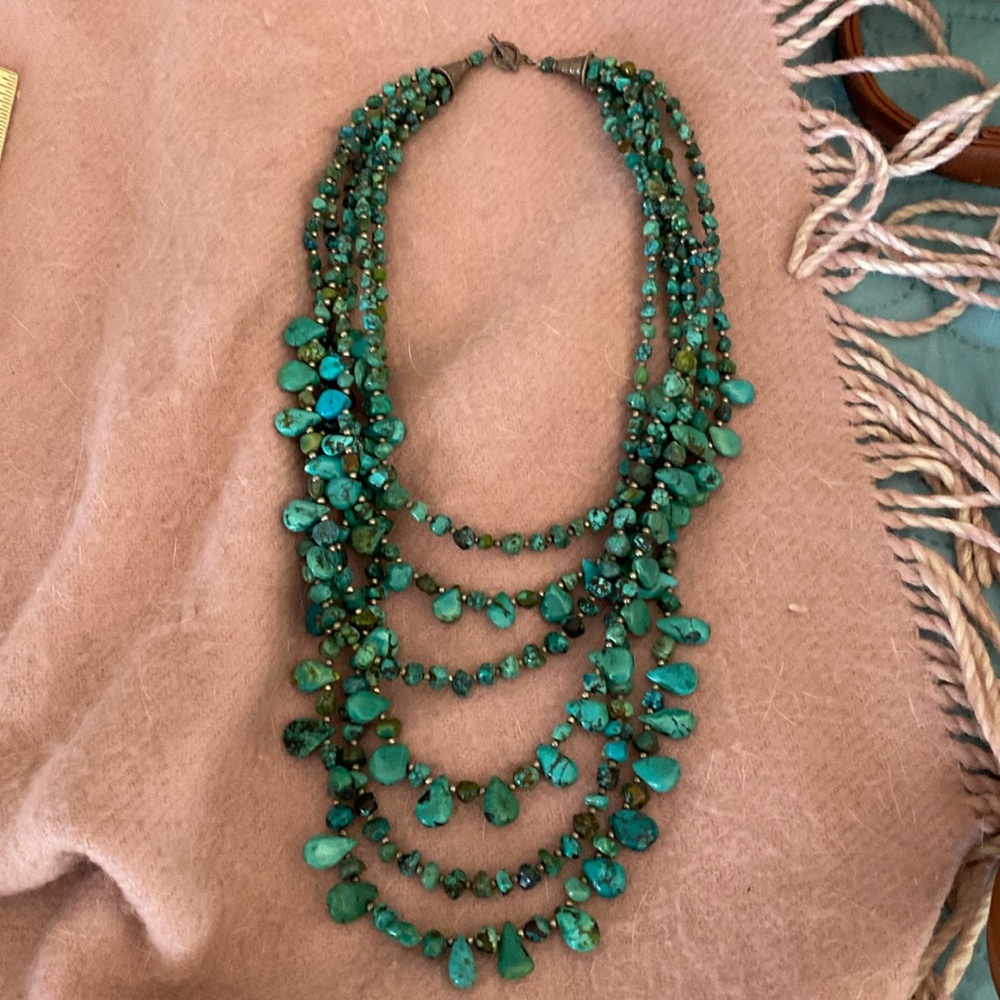 Turquoise and sterling silver multi-strand gorgeous necklace!
